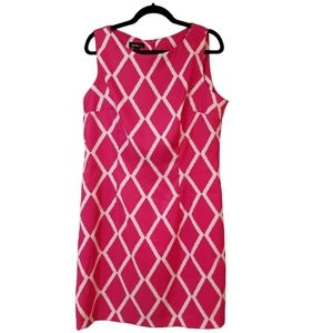 Alyx Stretchy Pink & White Sheath Dress Size 18